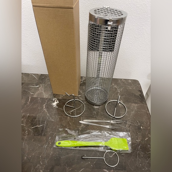 New! Unused! Grill Basket - Outdoor Rolling BBQ Basket - Stainless Steel Grill M - Picture 6 of 8